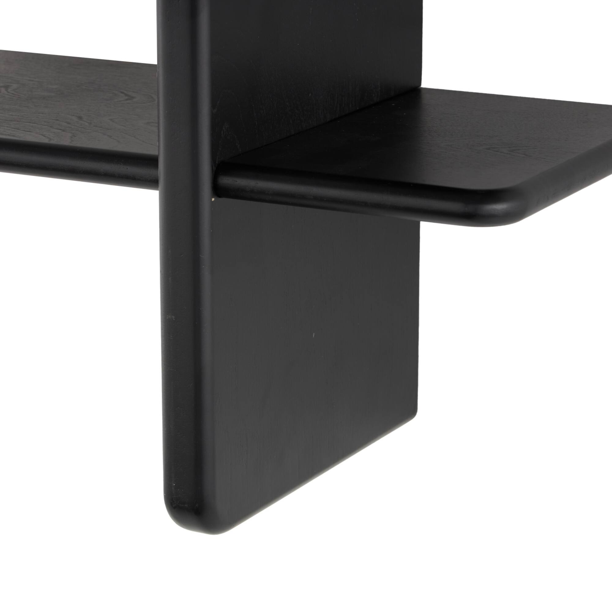 19" x 33" 6 Shelf Black Wood Handmade Wall Hanging Shelf